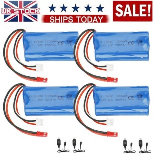 4pcs 1300mah 2s lipo - 7.4v,